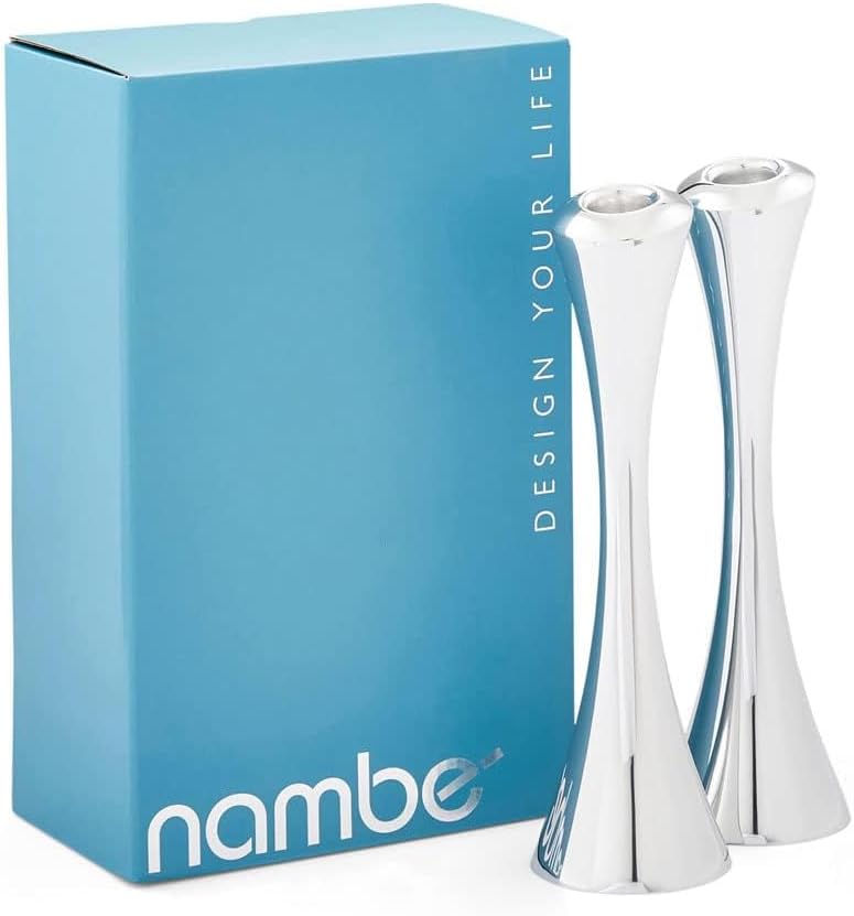 nambe Aquila Candlestick Holders | 2-Pc Set | Metal Taper Candle Holder | Modern Decorative Centerpieces | Candlestick Holders for Table, Mantel, or Wedding Gift (Silver)