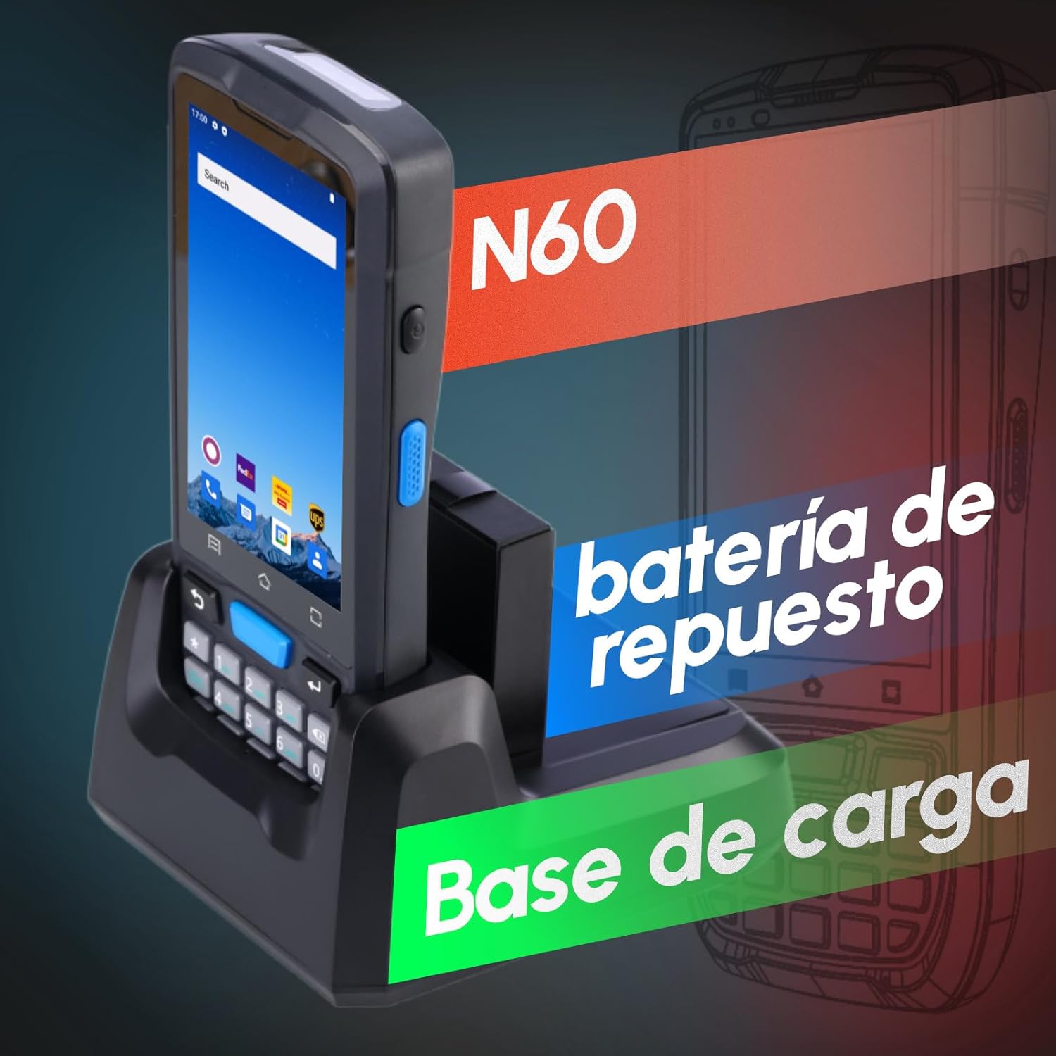 Rayoungtek Android Barcode Scanner Built-in HW N5703 1D/2D/QR Scan Engine, NFC Reader, Rugged Android 12 4G WiFi Wireless Handheld Moible Computer PDA Data Terminal with Charge Dock