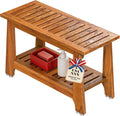 NNN 30" Commercial Teak Shower Bench - 8 Non-Slip Leveling Feet & 350 lbs Capacity | Rock-Solid Stability for Seniors & Spa Safety | Waterproof Design for Saunas/Outdoor Pools (Patented)