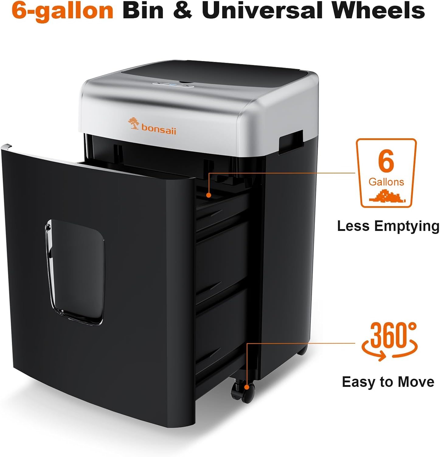 Bonsaii Paper Shredder for Office, 120-Sheet Autofeed Heavy Duty Shredder for Home Office Use, 30 Minutes/Micro Cut/P-4 High Security Level/6 Gallon Large Bin