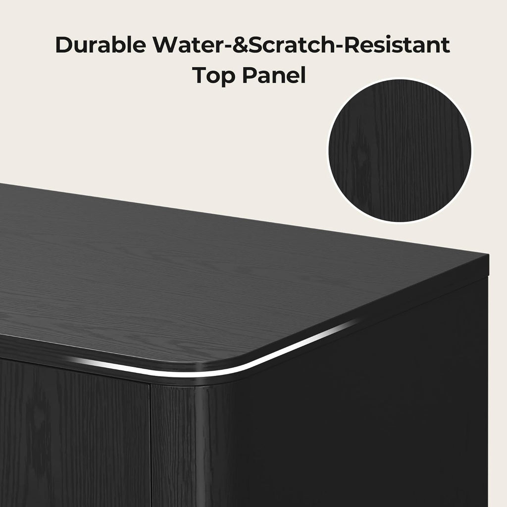 CHITA 66" Sideboard Buffet Cabinet with Storage, Modern Console Cabinet with 4 Doors & Adjustable Shelves, Storage Credenzas for Living Room, Kitchen, Hallway, Bar, Black