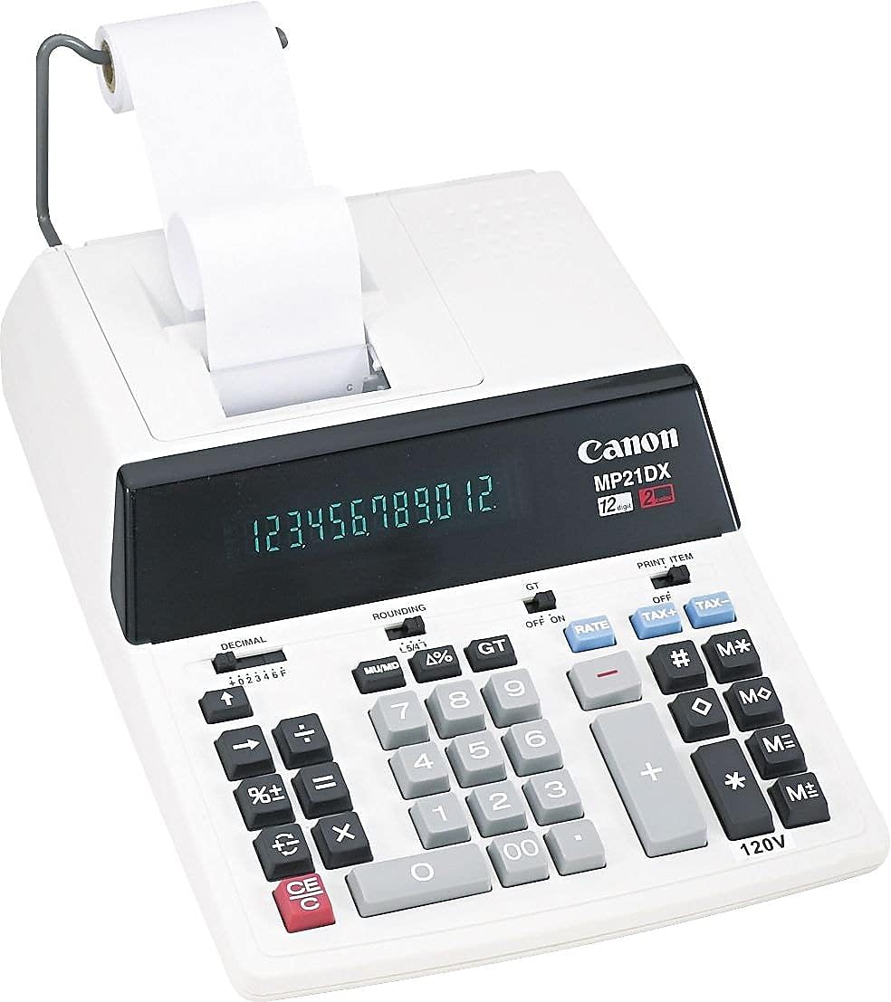 Canon MP21DX Desktop 12-Digit 2-Color Printing Calculator, Black/Red Print