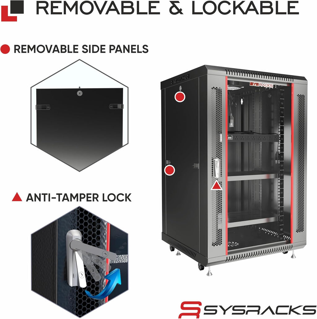22U Wall Mount Server Rack Cabinet – 19" Network Rack Enclosure, 24" Deep Data Rack Cabinet with Fan, PDU & Shelf for IT Equipment, Switches and Patch Panel