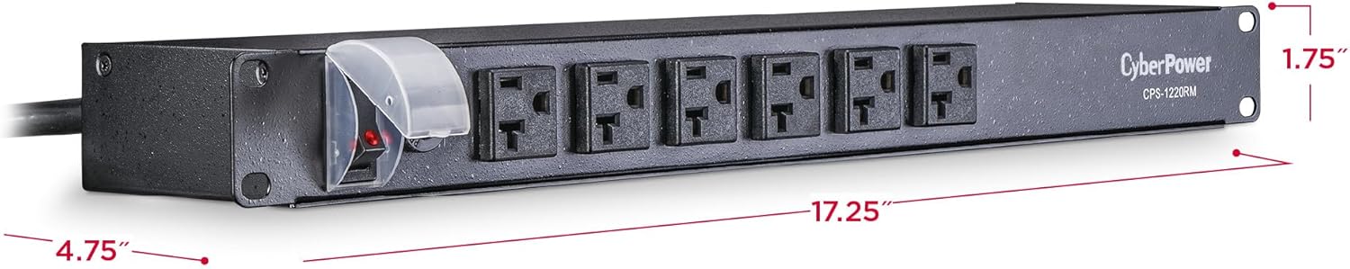 CyberPower CPS1220RM Basic PDU, 100-125V/20A, 12 Outlets, 15ft Power Cord, 1U Rackmount