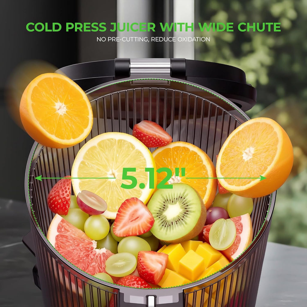 Juicer Machines, Cold Press Juicer with Wide Feed Chute, 3-in-1 Slow Masticating Juicer, Juice, Nut Milk & Sorbet Maker, BPA-Free, High Juice Yield for Whole Fruits & Vegetables Easy to Clean