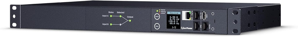 CyberPower PDU44002 Switched ATS PDU, 100-120V, 20A (Derated to 16A), 10 Outlets, 1U Rackmount