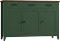 HORSTORS 47" Buffet Cabinet with Storage, Kitchen Buffet Table with Drawers, Modern Farmhouse Coffee Bar Storage Cabinet with Adjustable Shelf, Wood Sideboard for Dining Room, Kitchen, Entryway, Green