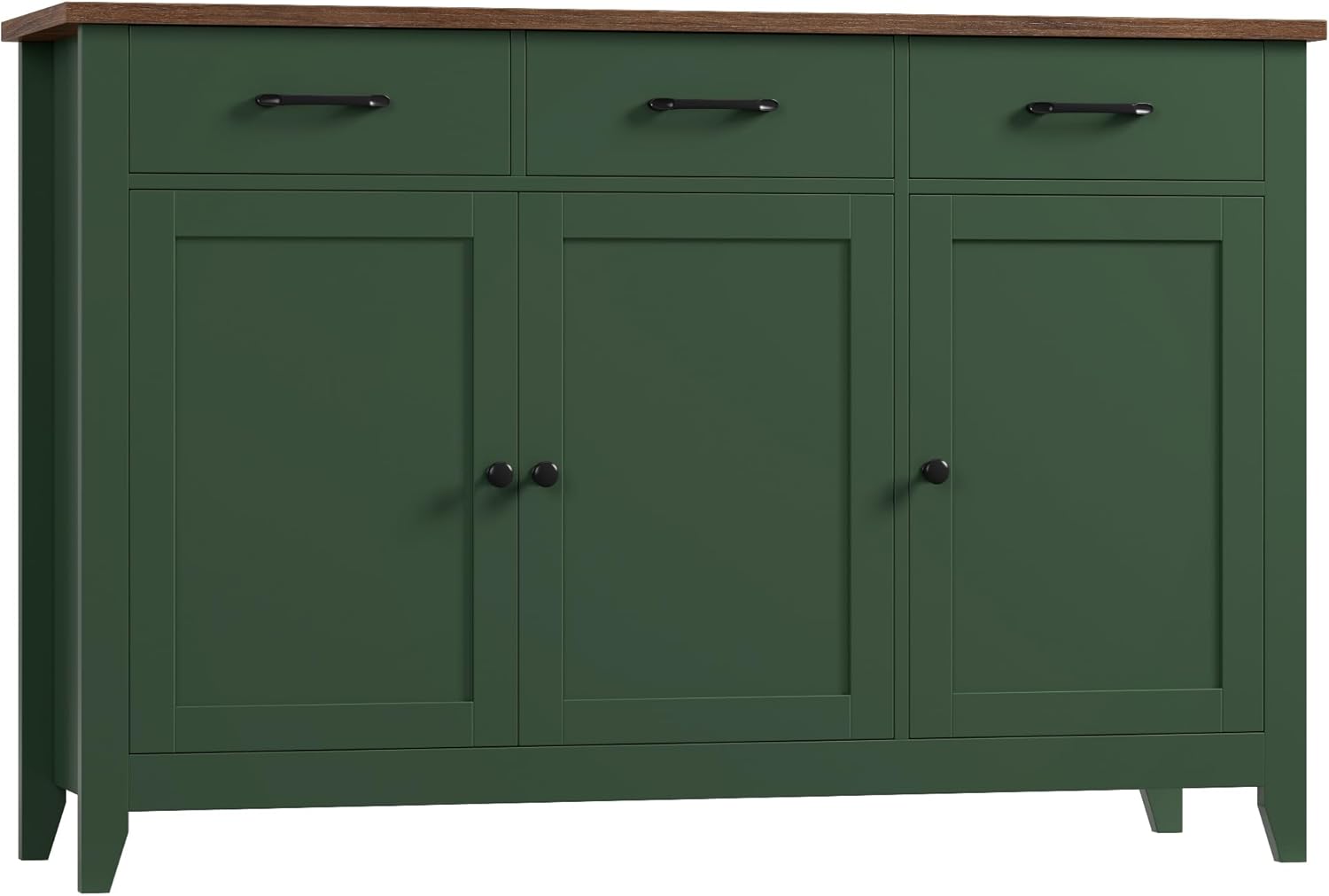 HORSTORS 47" Buffet Cabinet with Storage, Kitchen Buffet Table with Drawers, Modern Farmhouse Coffee Bar Storage Cabinet with Adjustable Shelf, Wood Sideboard for Dining Room, Kitchen, Entryway, Green