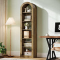 Tribesigns 74.8" Tall Arched Bookshelf, 6-Tier Narrow Open Bookcase, Floor Standing Corner Display Shelves Storage Organizer for Small Space, Home Office, Living Room (Rustic Brown, 1 PC)