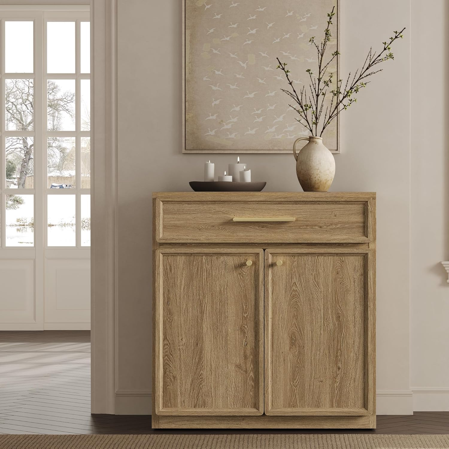 SICOTAS Buffet Cabinet with Storage Tall Modern Accent Storage Cabinet with Doors and Shelves 90 inch Wide Wooden Sideboard Credenza Buffets Console Table Coffee Bar for Kitchen Dining Living Room