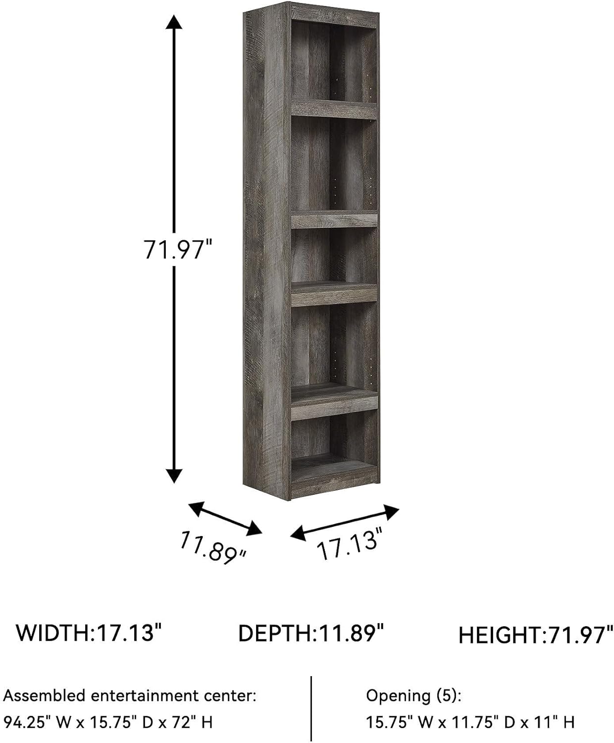 Signature Design by Ashley Wynnlow Rustic Pier-Style 72" Bookcase, Grayish Brown