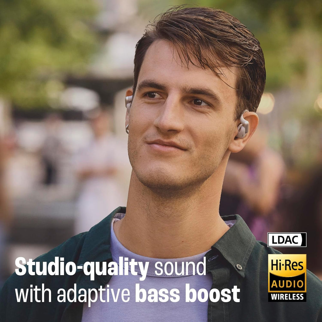 JBL Sense Pro - True Wireless Open-Ear Headphones with Spatial Sound, Hi-Res Audio Wireless with Adaptive bass Boost, 4-mic Crisp, Clear Calls 2.0 with AI-Trained Algorithm, All-Day Comfort (Black)