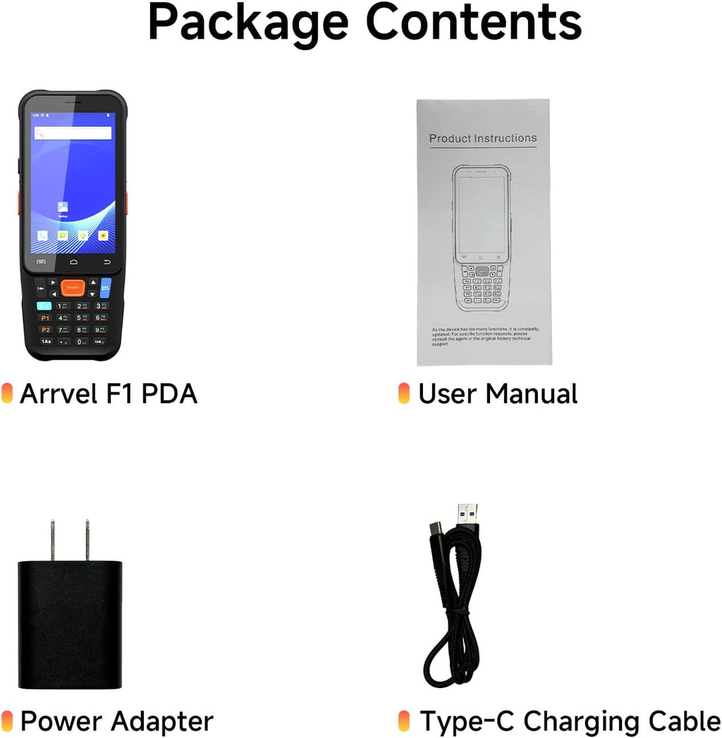 Android 15 Barcode Scanner F1, Handheld PDA with HW HS7 Barcode Scanner, 4 inch Touchscreen Industrial Handheld PDA, Data Terminal Inventory Scanner for Warehouse Retail Logistics