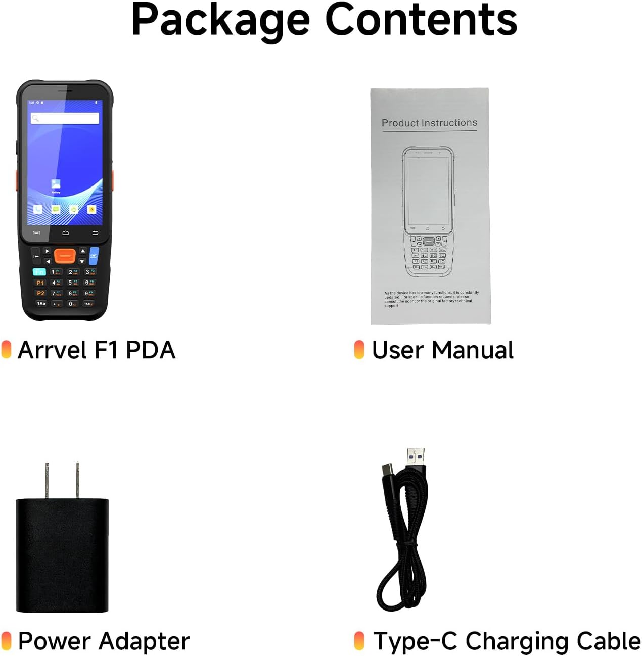 Android 15 Barcode Scanner F1, Handheld PDA with HW HS7 Barcode Scanner, 4 inch Touchscreen Industrial Handheld PDA, Data Terminal Inventory Scanner for Warehouse Retail Logistics