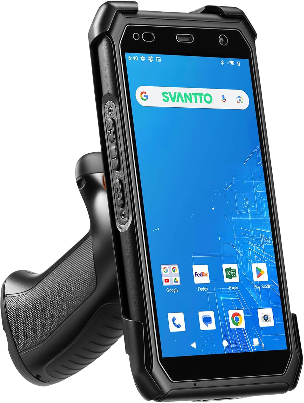 SVANTTO Android 13 Barcode Scanner with Pistol Grip, 1D/2D/QR Bar Code Scan Engine, 4+64GB, Bluetooth 5.1, Wi-Fi 6, 4G LTE, NFC, 5000mAh Big Battery 5.5" Handheld Rugged PDA Scanner for WMS Management