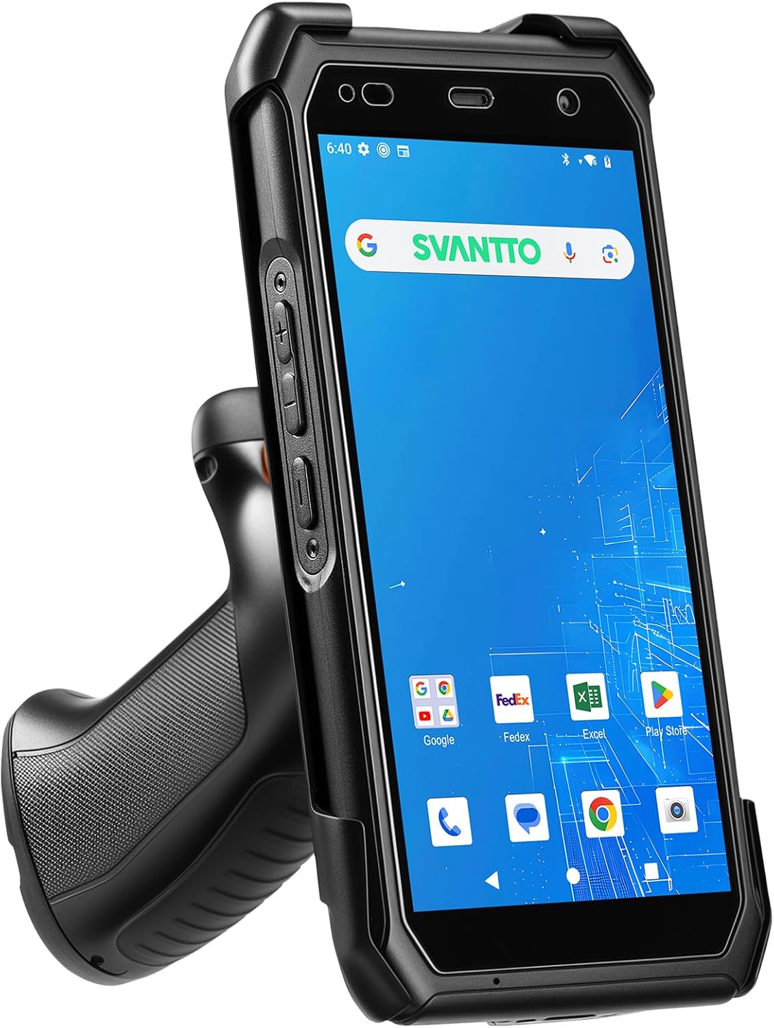 SVANTTO Android 13 Barcode Scanner with Pistol Grip, 1D/2D/QR Bar Code Scan Engine, 4+64GB, Bluetooth 5.1, Wi-Fi 6, 4G LTE, NFC, 5000mAh Big Battery 5.5" Handheld Rugged PDA Scanner for WMS Management