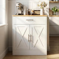 SUNLEI Sideboard Buffet Cabinet, Wooden Storage Cabinet with 2 Doors & 1 Drawers, Farmhouse Coffee Bar Cabinet with Storage for Living Room, Adjustable Shelf, White&Yellow