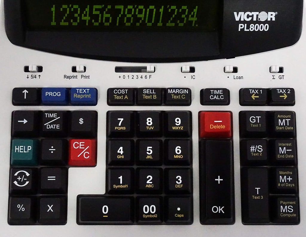 Victor Technology PL8000 Thermal Printing Calculator, Prompt Logic, Help Key, 8.0 Lines Per Second