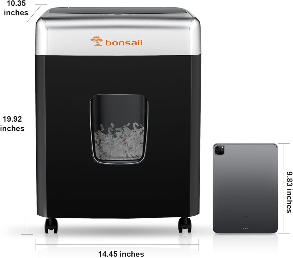 Bonsaii Paper Shredder for Office, 120-Sheet Autofeed Heavy Duty Shredder for Home Office Use, 30 Minutes/Micro Cut/P-4 High Security Level/6 Gallon Large Bin