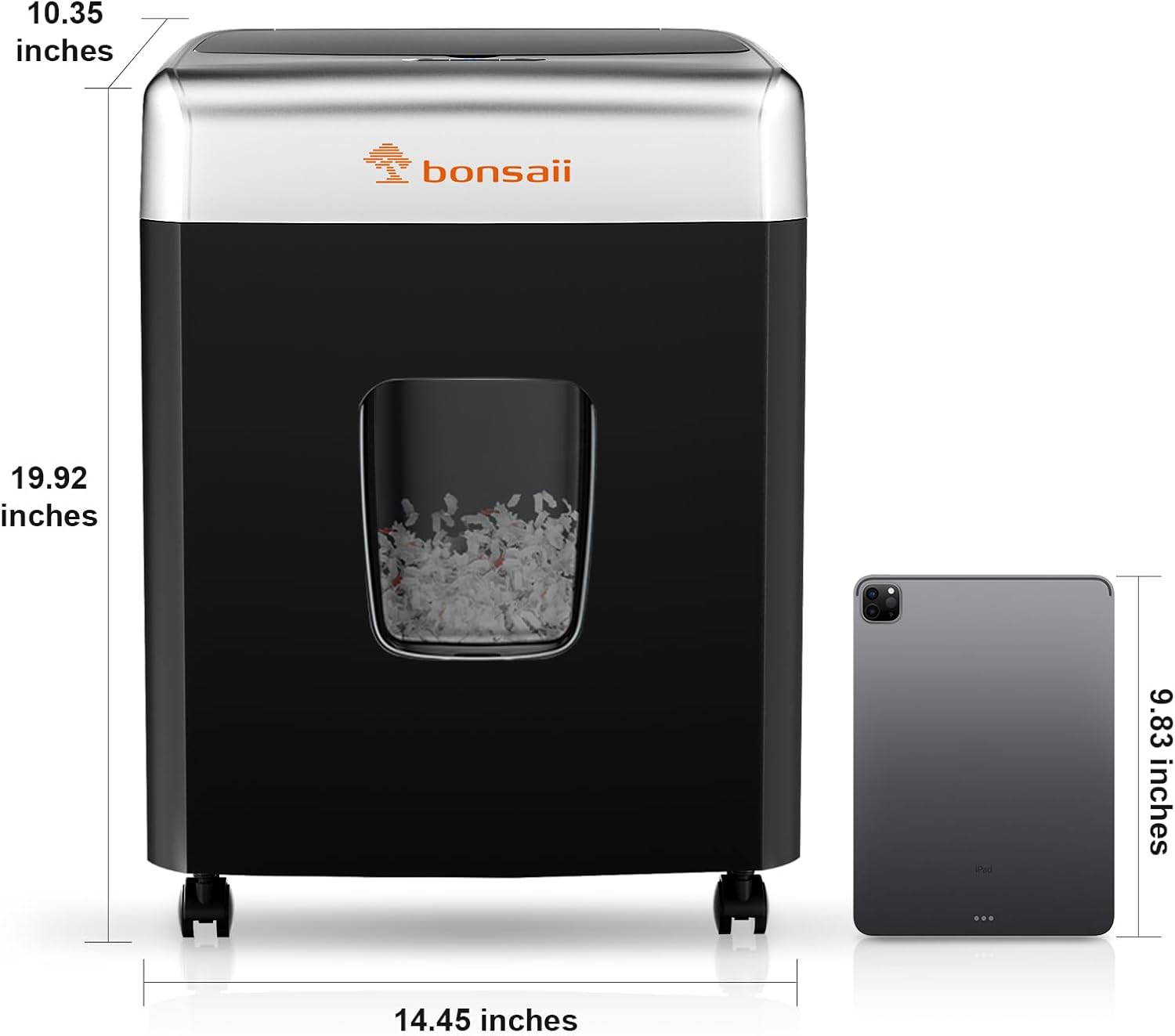 Bonsaii Paper Shredder for Office, 120-Sheet Autofeed Heavy Duty Shredder for Home Office Use, 30 Minutes/Micro Cut/P-4 High Security Level/6 Gallon Large Bin