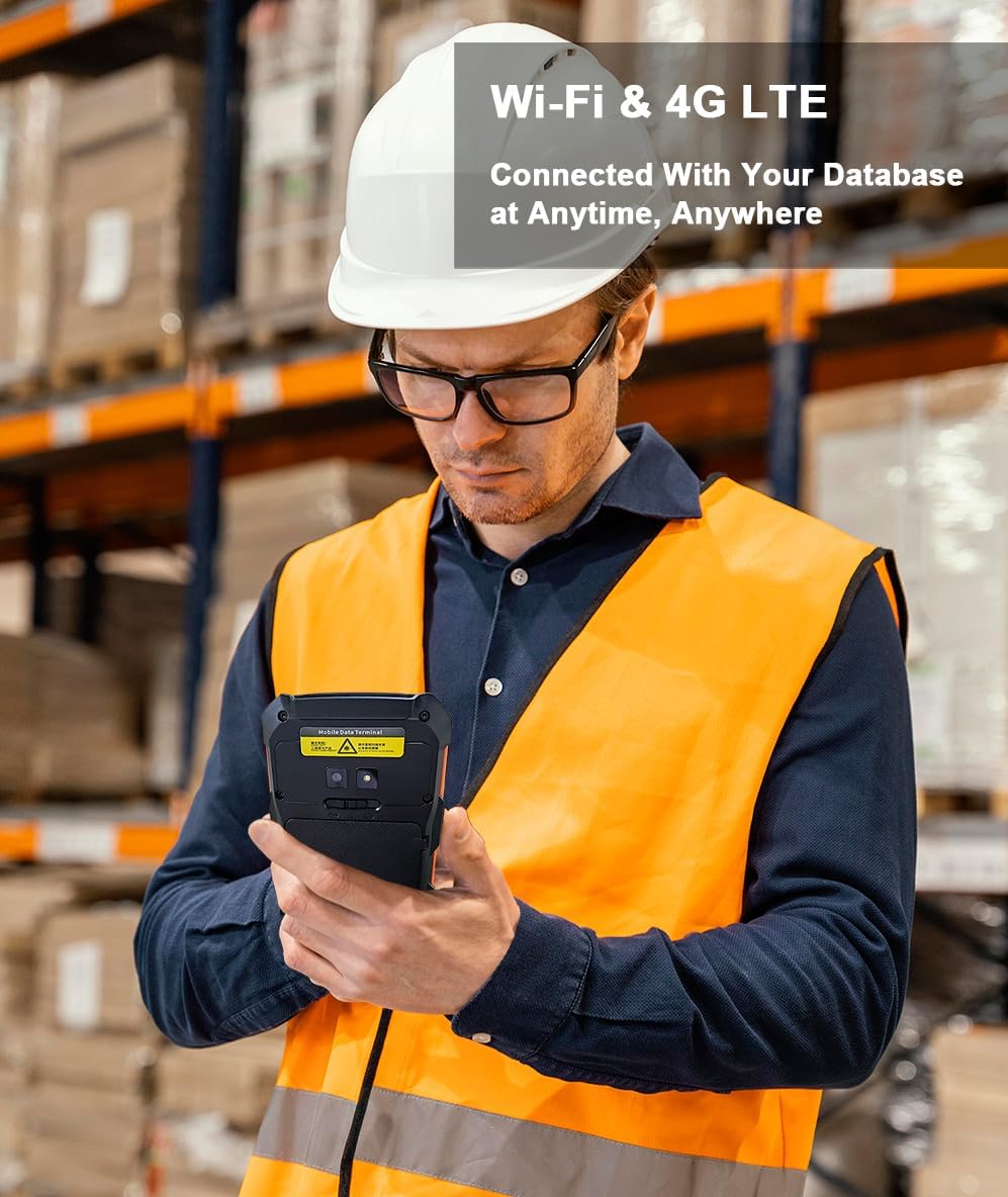 Android 13 Barcode Scanner Handheld Mobile Computer, 5.5-inch Touchscreen PDA Scanner with Integrated Honeywell 1D & 2D Bar Code Scan Engine, WiFi & 4G LTE, for Warehouse & Logistics
