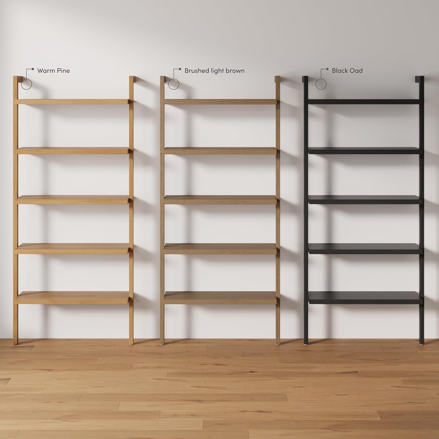 Nathan James Beacon Bohemian 5 Tier Bookshelf, Wall Mounted Bookcase, Solid Wood Bookshelf in Warm Pine
