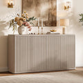 SICOTAS Buffet Cabinet with Storage Accent Sideboard with 4 Doors 66.3" Wide Fluted Credenza Modern Buffet Table Media Console Cabinet Entryway Cabinets for Living Room Kitchen Dining Room Hallway