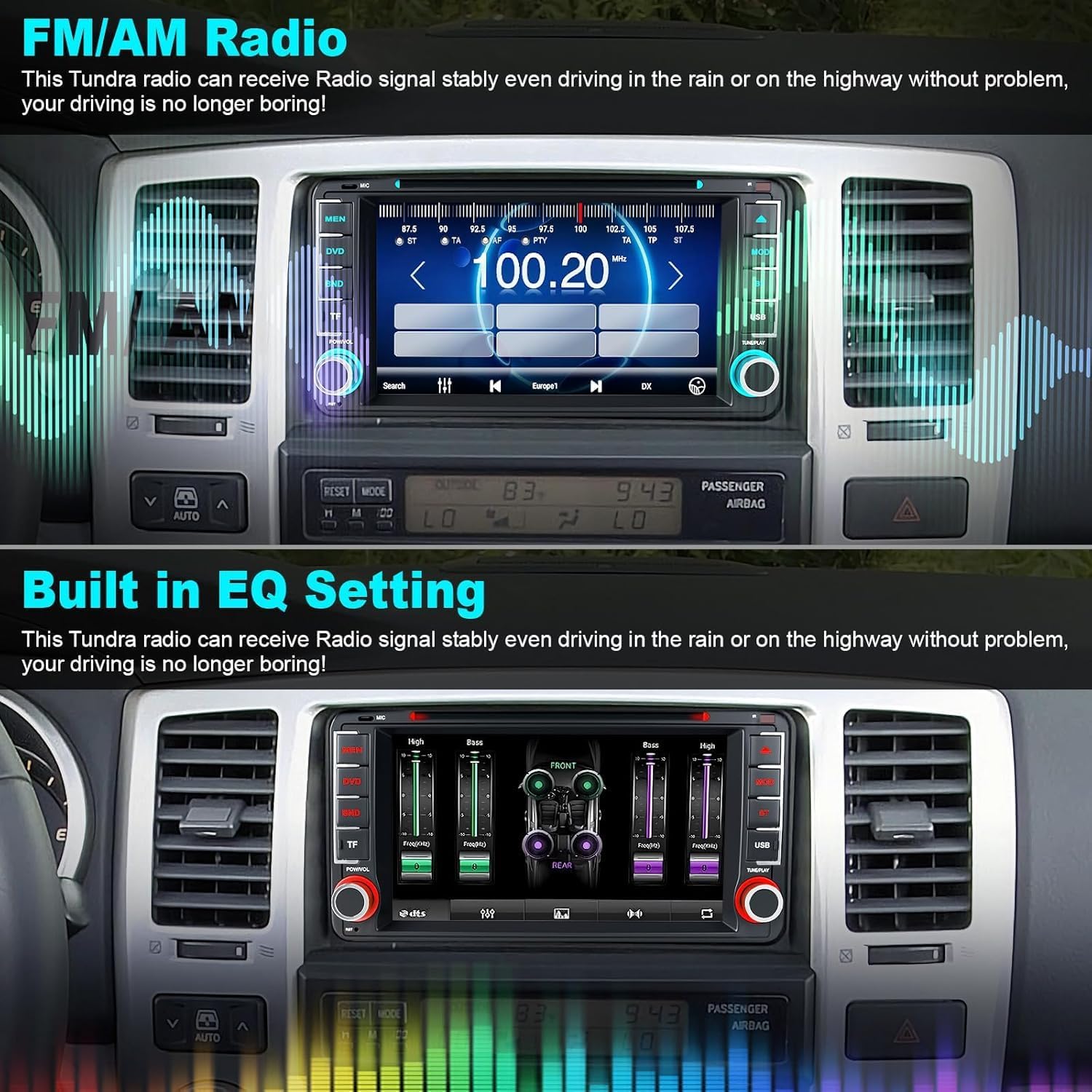 7 Inch Car Radio for Toyota 4Runner 2003-2009, for Tundra 2003-2006, for Sequoia 2003-2007, Car Stereo with CD/DVD Player- CarPlay & Android Auto,Bluetooth & FM Radio
