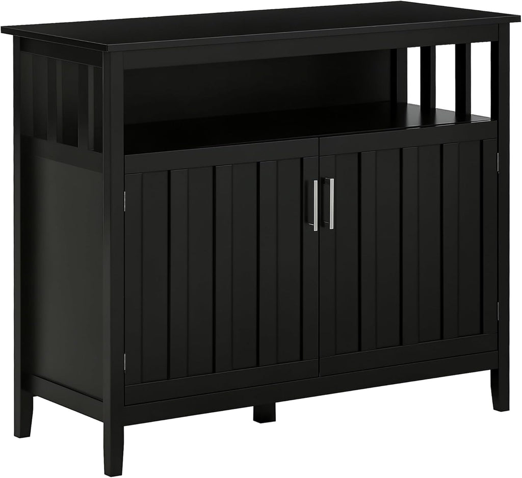 HOMCOM Sideboard Buffet Cabinet, Coffee Bar Cabinet with 2 Doors and Adjustable Shelves, Console Table for Kitchen Entryway Living Room, Black