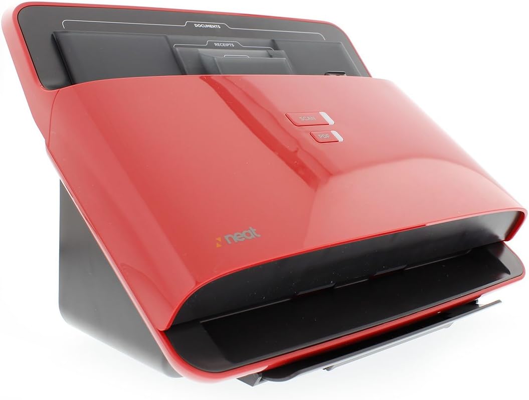 NeatDesk Desktop Document Scanner and Digital Filing System for PC and Mac - Red - with DVO cook'n Organizer Software