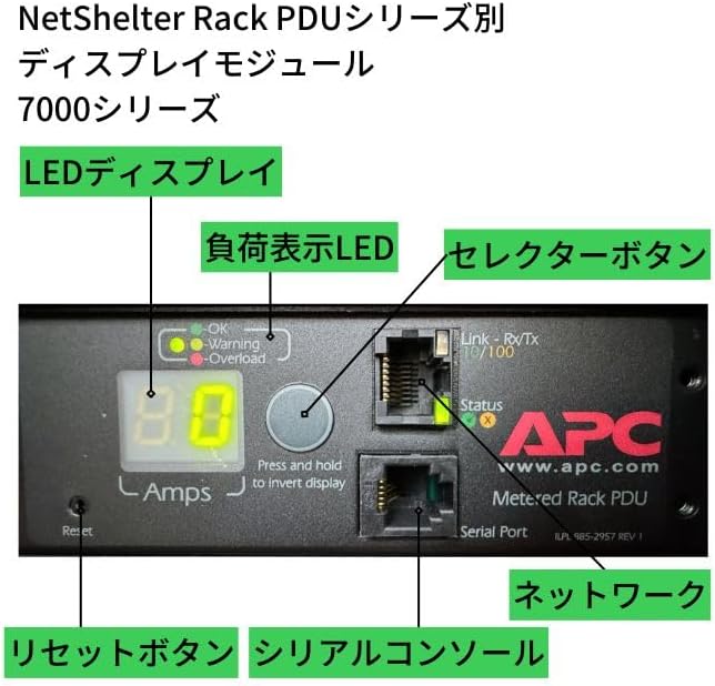 APC Rack PDU, Metered, 1U, 15A, 100/120V, (8) 5-15 (AP7800B)