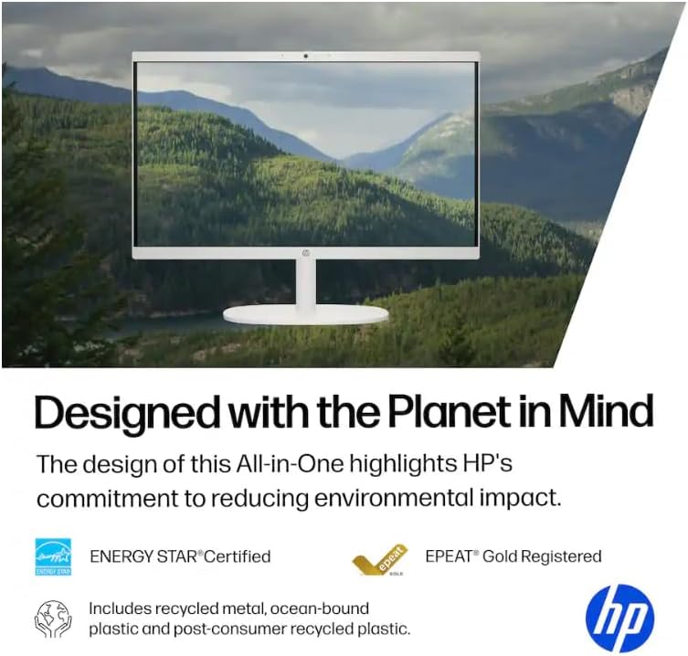HP 22" All-in-One Desktop Computer, 8GB DDR5 RAM, 128GB UFS Storage,13th Gen Intel Quad-Core CPU, FHD VA Display, WiFi 6, Bluetooth 5.3, RJ45, USB-C (10Gbps), UHD Graphics, 720p Cam, Cashmere White