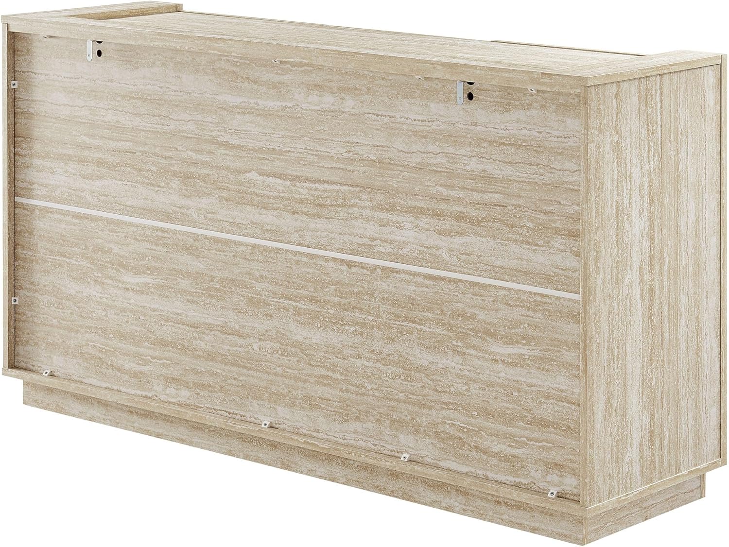 Modway Hollis Sideboard with Faux Travertine Finish - Large 59 Inch 3 Door Storage Buffet Cabinet with Adjustable Shelves for Living Room, Dining Room, Entryway, Hallway, Kitchen in Travertine