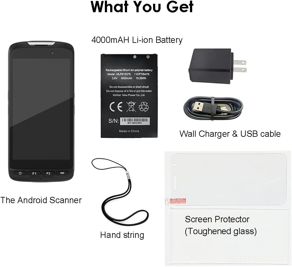 Rugged Android 15 Handheld Barcode Scanner Touch Screen Mobile Computer Portable PDA 1D & 2D Bar Code Reader Wi-Fi & 4G LTE, for Warehouse Inventory Logistics & Assets Tracking