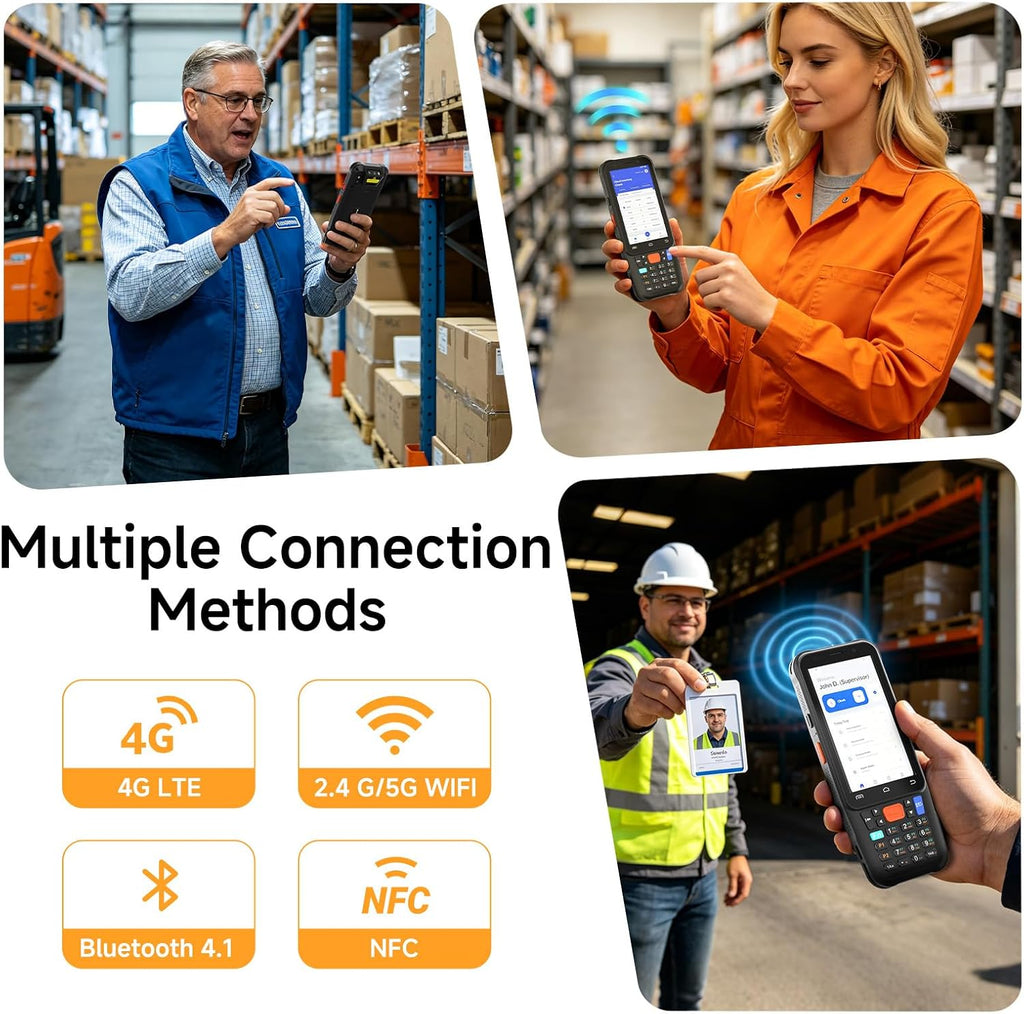 Android 15 Barcode Scanner F1, Handheld PDA with HW HS7 Barcode Scanner, 4 inch Touchscreen Industrial Handheld PDA, Data Terminal Inventory Scanner for Warehouse Retail Logistics