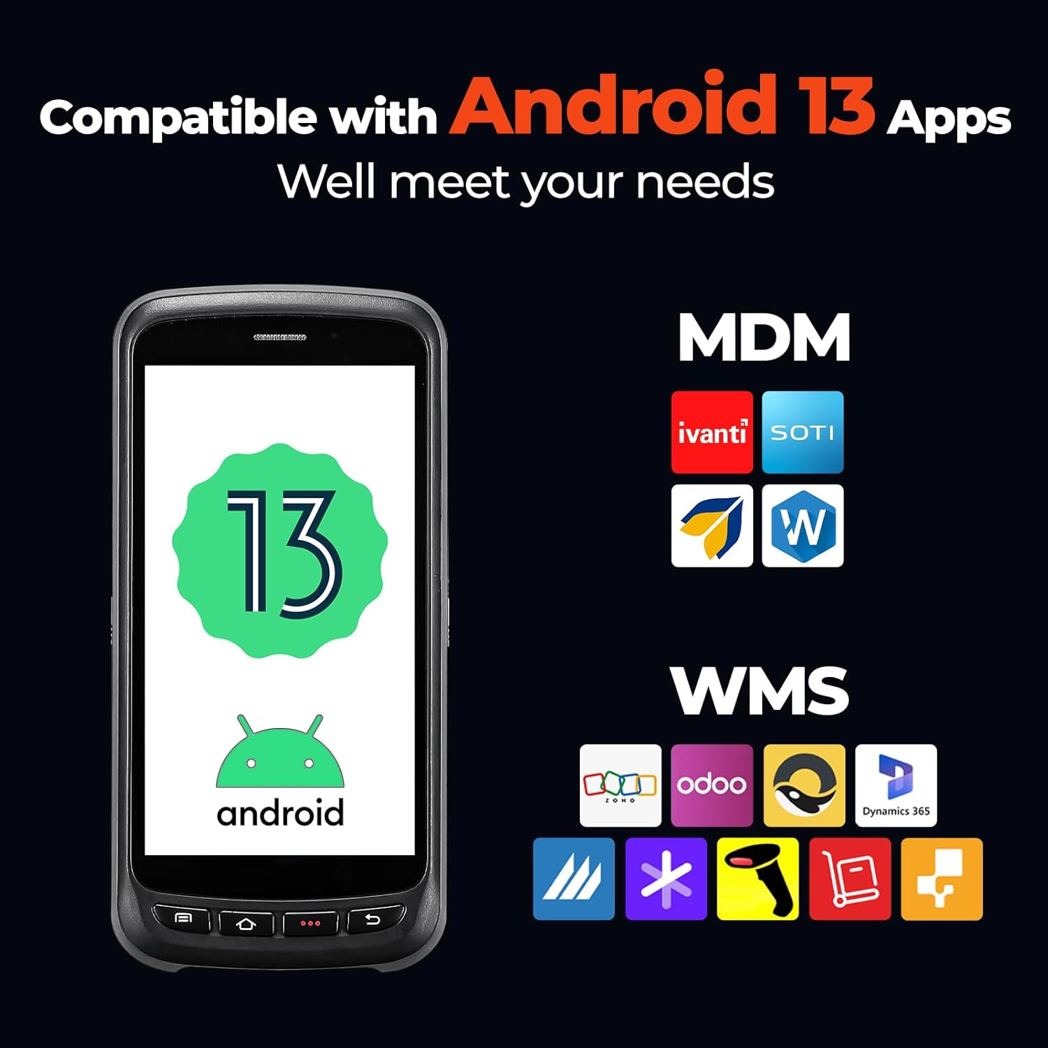 MUNBYN Android Barcode Scanner Full Screen, 8000mAh Mobile Computer, 1D/2D QR Zebra SE4710 Engine, Handheld Android 13, PDA for WMS, 4G Wi-Fi Inventory Bar Code Scanner
