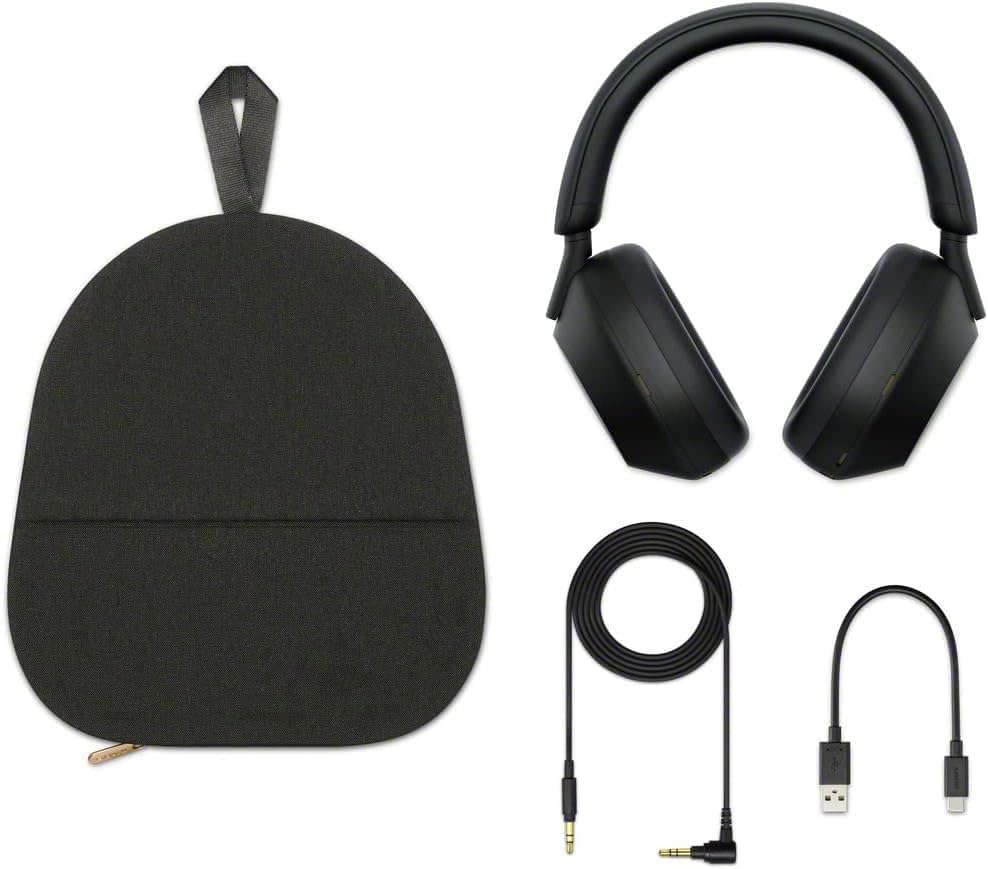 Sony WH-1000XM5 Best Auto Noise Canceling Wireless Over-Ear Headphones, 30hr Battery Life - Optimizer for Alexa and Google Assistant, Crystal Clear Hands-Free Calling and Built-in mic Bundle (Black)