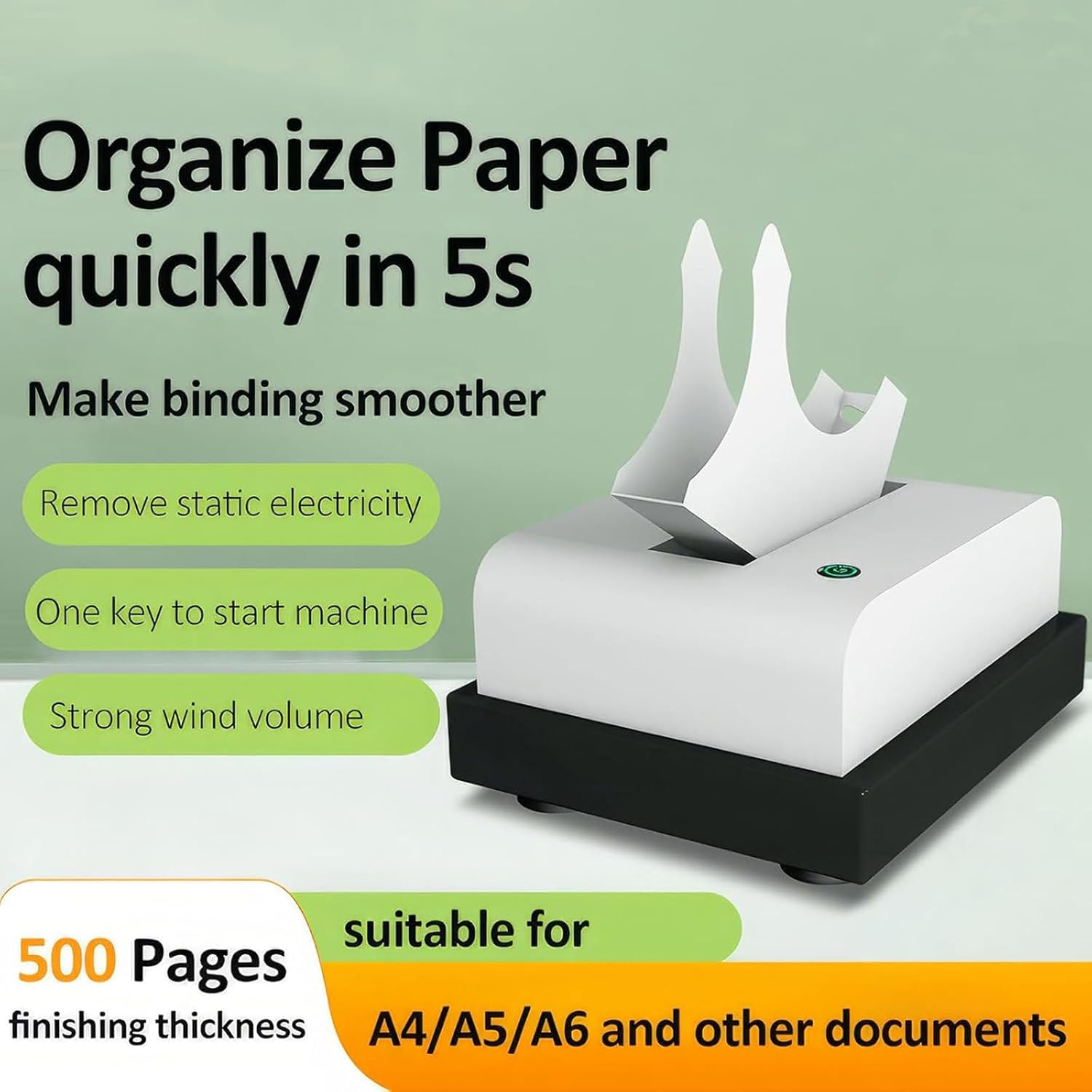 20W Paper Binder, 2800r/min Automatic Check Printer, Removes Paper Dust and Static Electricity Paper Binder Paper Finisher for A4/A5/A6 Paper