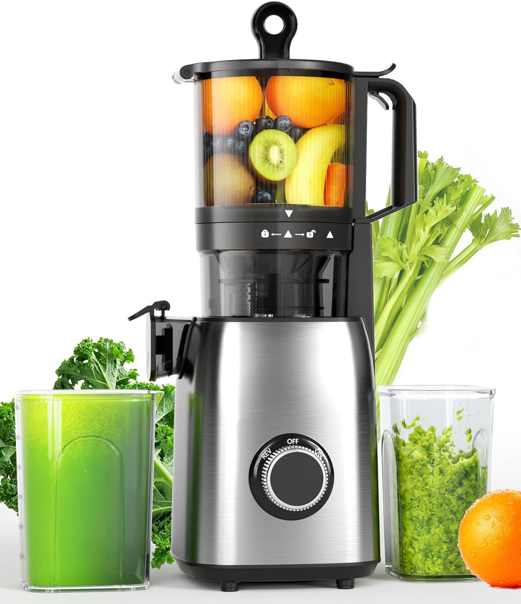 COWSAR Cold Press Juicer Machines, Orange Juicer with 5.4" Extra-Large Feed Chute, 60RPM Slow Masticating Fruit Juicer, 300W Electric Juicer for Citrus, Pomegranate & Vegetables