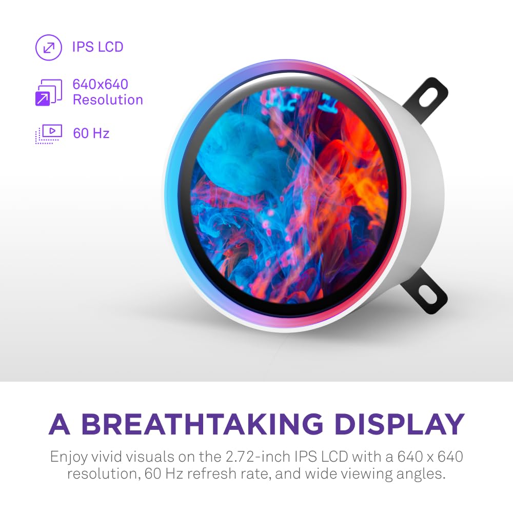 NZXT Kraken Elite 360 RGB 2024 - AIO CPU Liquid Cooler - 360mm Radiator - F360 RGB Core Fan - Customizable 2.72" IPS LCD - NZXT Turbine Pump - AMD® AM5, AM4 - Intel® LGA 1851/1700, 1200/115X - White