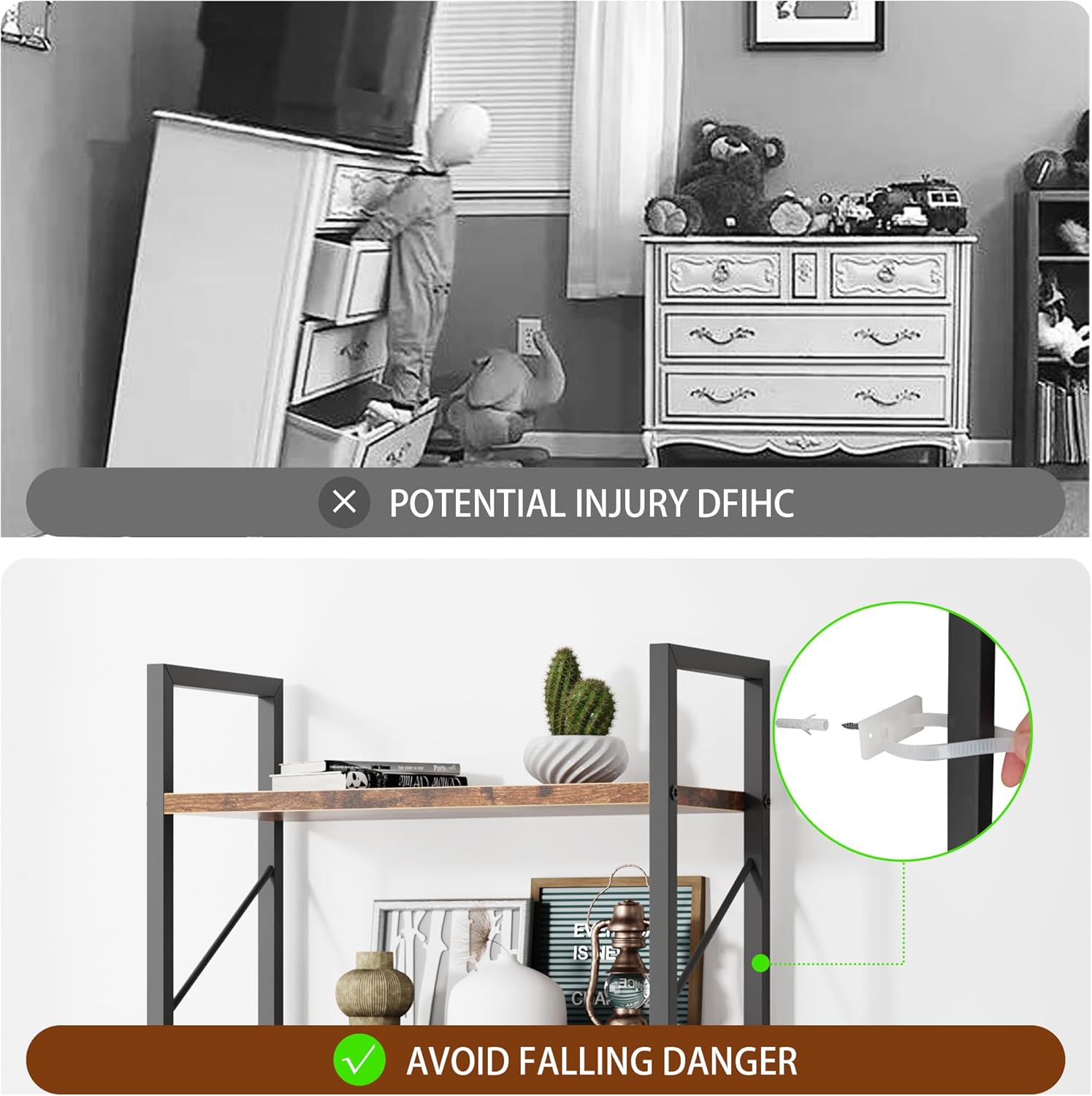 5 Tiers Bookshelf, Classically Tall Bookcase Shelf, Industrial Book Rack, Modern Book Holder in Bedroom/Living Room/Home/Office, Storage Rack Shelves for Book, Brown