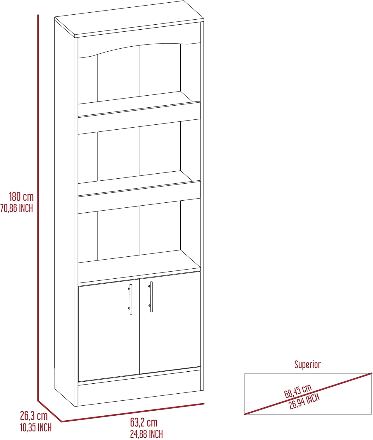 GOWE 2 Piece Office Set, Dozza Bookcase + Aramis Desk, Light Gray