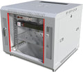 9U Wall Mount Server Rack Cabinet, 19” Locking Network Rack, 24” Deep, Glass Door, with Fan, PDU and Shelf