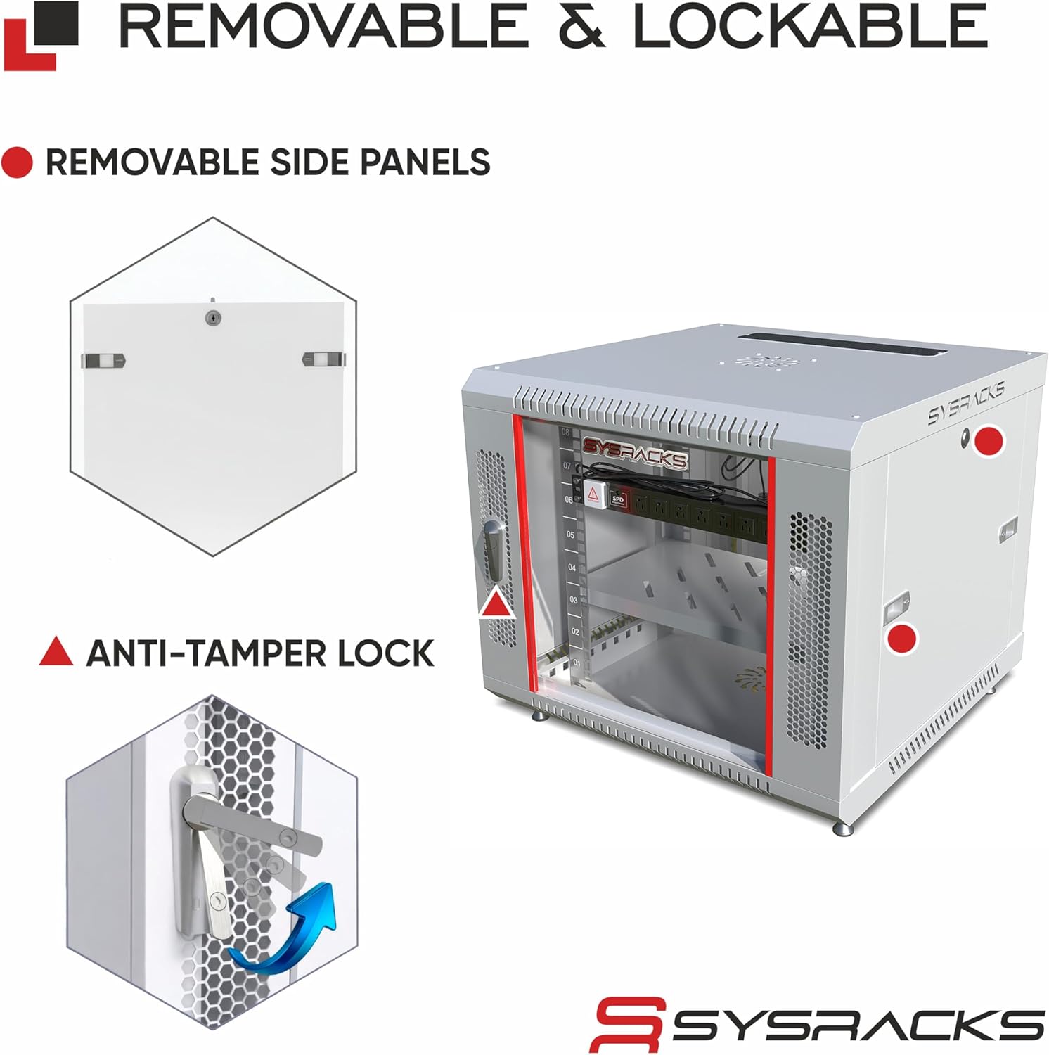 9U Wall Mount Server Rack Cabinet, 19” Locking Network Rack, 24” Deep, Glass Door, with Fan, PDU and Shelf