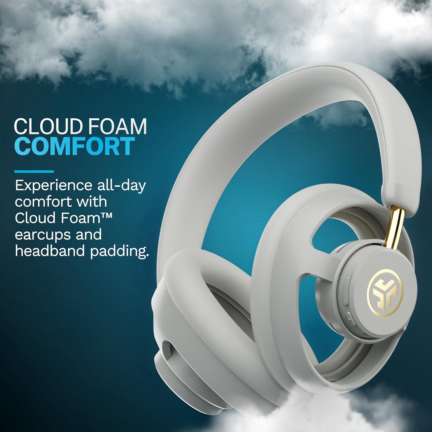 JLab JBuds Open Wireless Headphones – Open-Ear, Comfortable All-Day Fit, 24+ Hour Playtime, Immersive Sound, Bluetooth Headphones with App Control, White