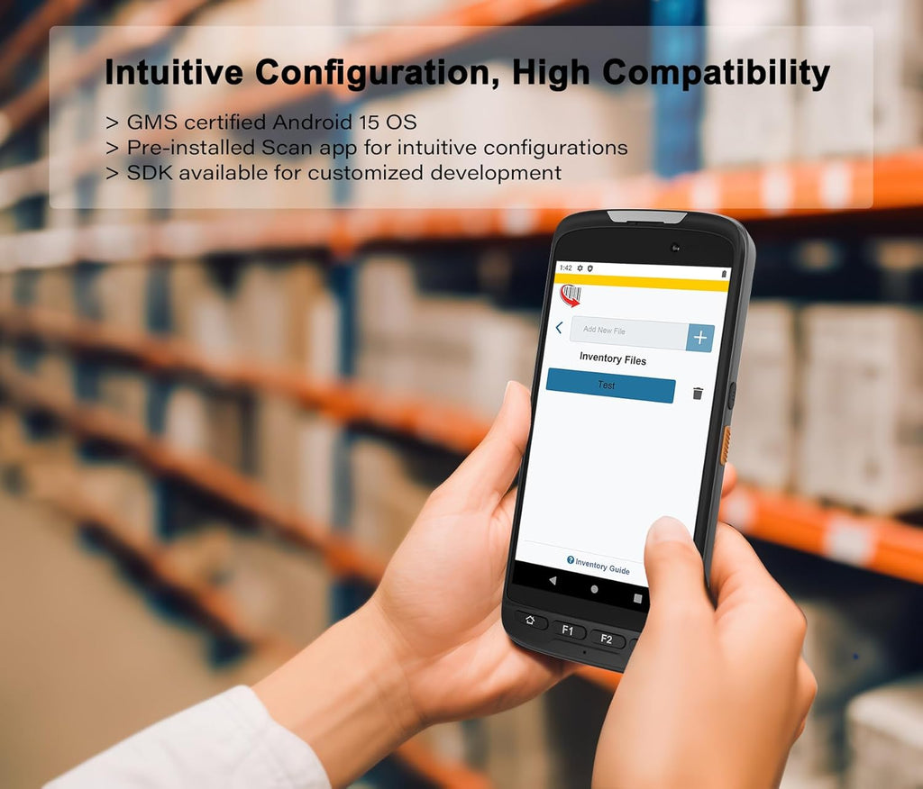 Rugged Android 15 Handheld Barcode Scanner Touch Screen Mobile Computer Portable PDA 1D & 2D Bar Code Reader Wi-Fi & 4G LTE, for Warehouse Inventory Logistics & Assets Tracking