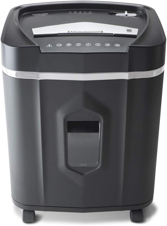 Aurora AU1640XA Anti-Jam 16 Sheet Crosscut Paper/CD and Credit Card/ 5 Gal Pullout Basket Shredder, 30 Minutes Continuous Run Time