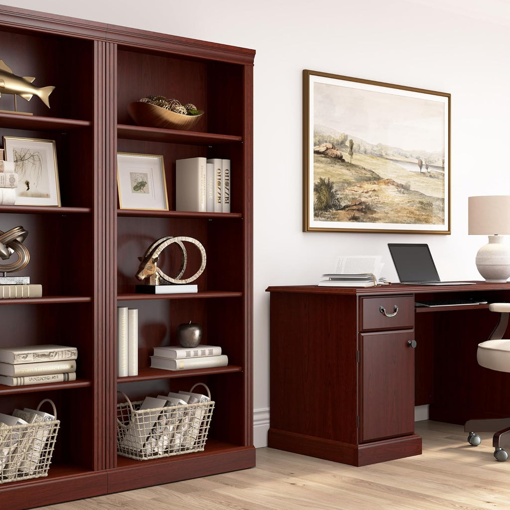 Bush Business Furniture Arlington Tall 5 Shelf Bookcase in Harvest Cherry, Large Storage and Display Bookshelf for Home or Professional Office