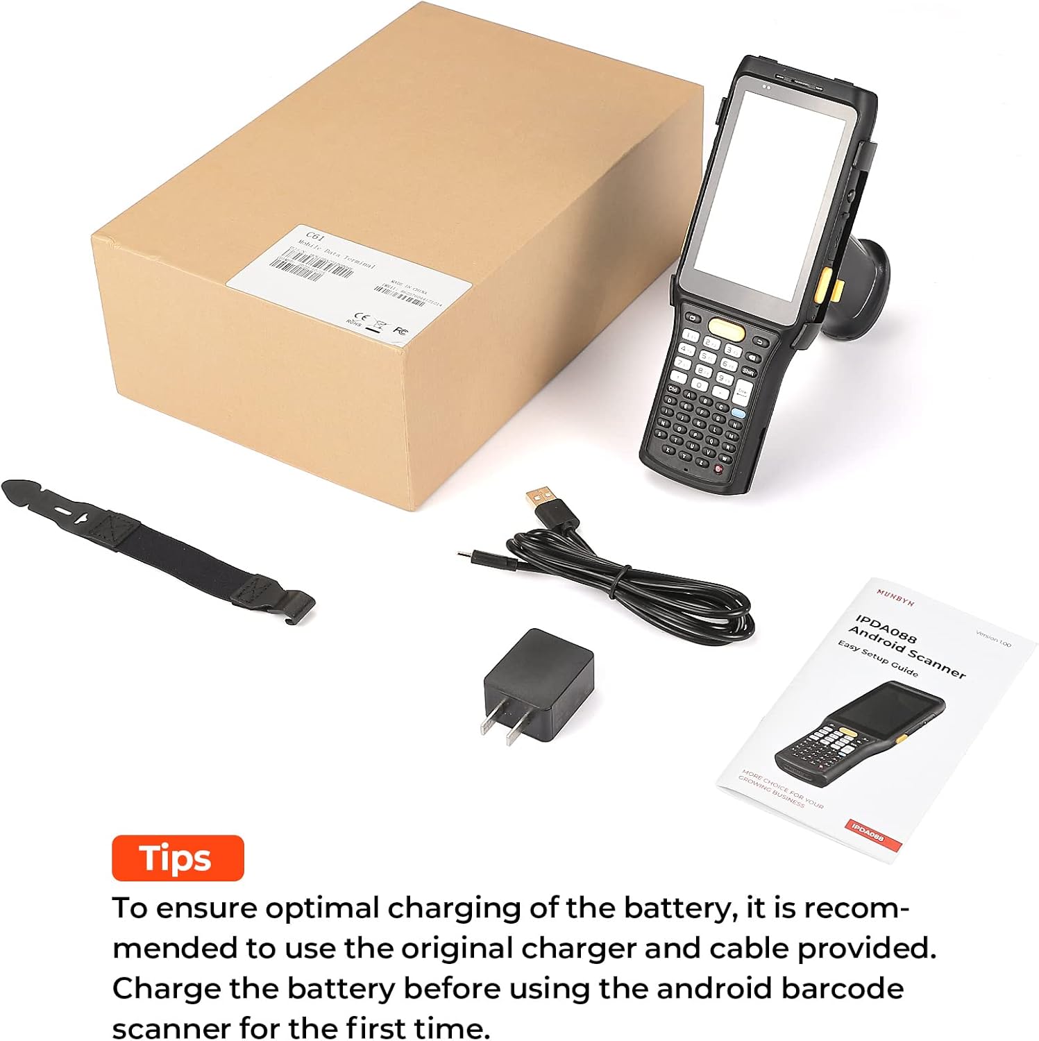 MUNBYN 2026 Android 13 Barcode Scanner PDA083, Equip with Zebra Mid Range 4750MR Scanner, Inventory Handheld PDA with Pistol Grip, 1D/2D/QR Code for Warehouse Logistics
