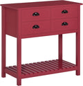 HOMCOM Sideboard Buffet Cabinet with Storage, Modern Coffee Bar Cabinet with 4 Drawers and Slatted Bottom Shelf, Console Table for Kitchen, Living Room, Dining Room, Hallway, Red